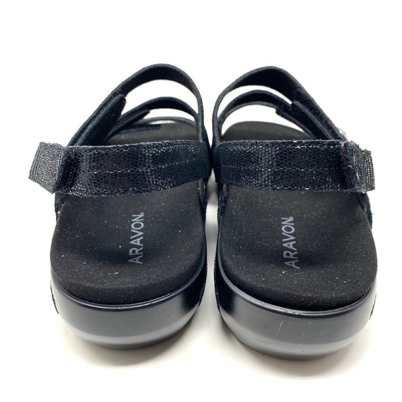 Aravon PC Three Strap Black Sandals NARROW - Picture 5 of 7